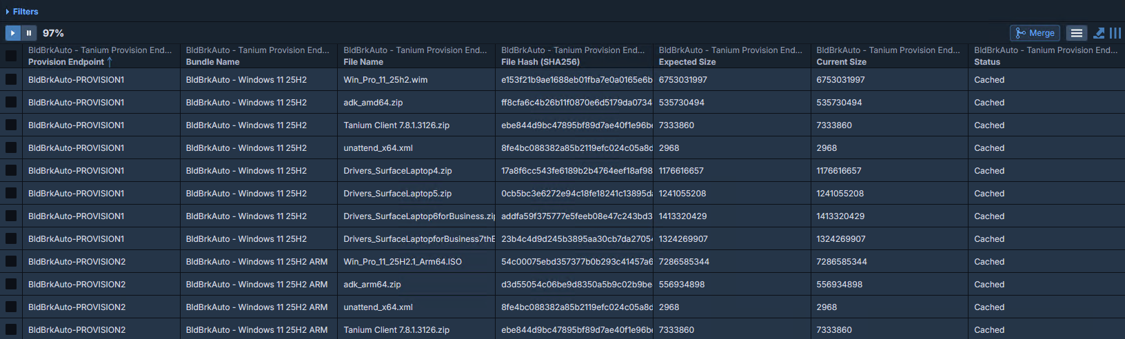See which Provision endpoints are ready to image