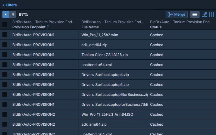 See which Provision endpoints are ready to image