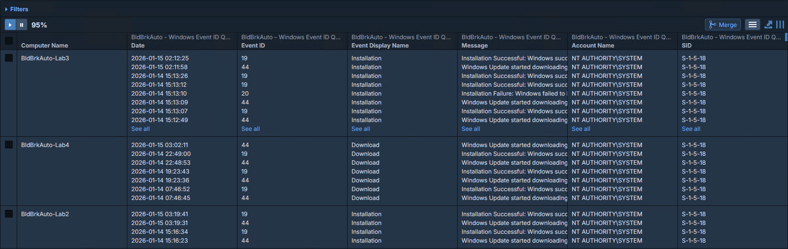 Query Windows event logs across the whole fleet